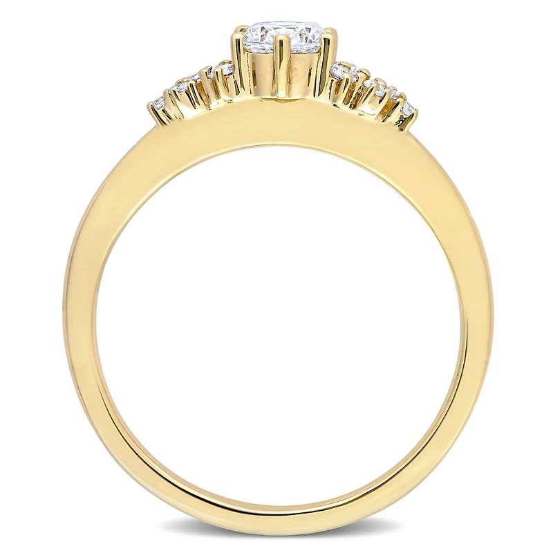Miabella Bague de fiançailles en or jaune 10K avec diamant 1/2 carat P.T.