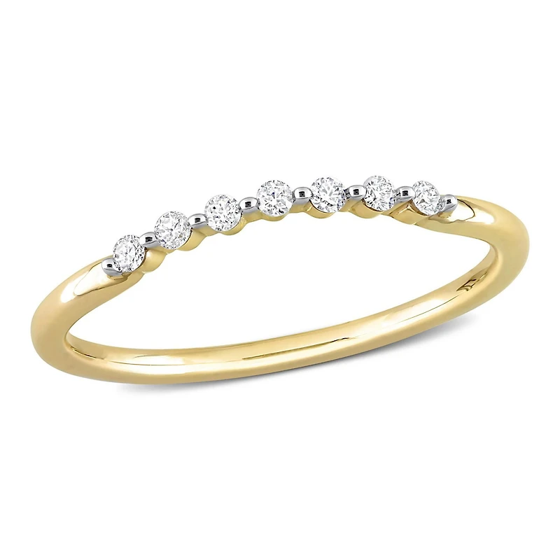 Miabella 1/10 Carat T.W. Diamond 10K Yellow Gold Semi-Eternity Curved Band