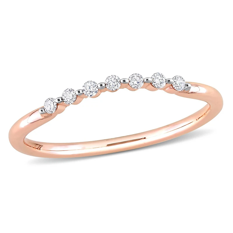 Miabella 1/10 Carat T.W. Diamond 14K Rose Gold Semi-Eternity Curved Band
