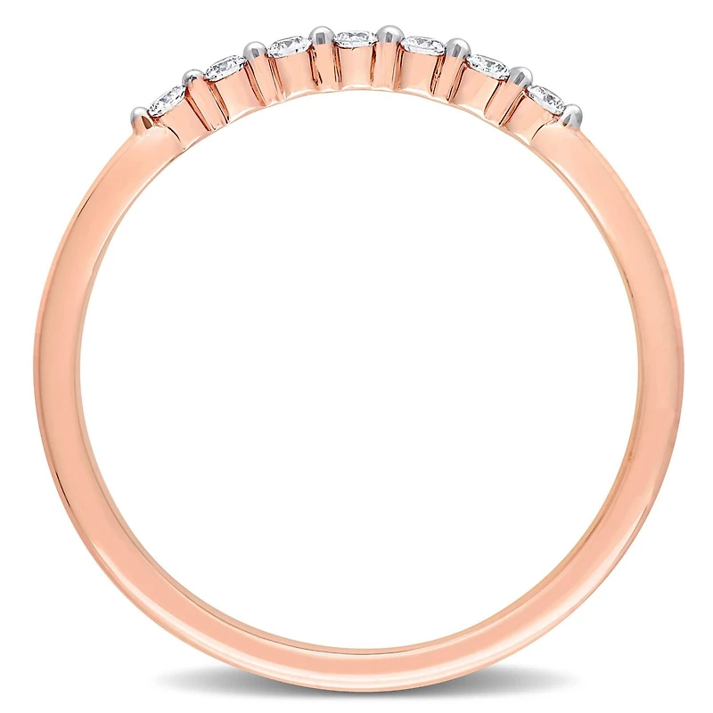 Miabella 1/10 Carat T.W. Diamond 14K Rose Gold Semi-Eternity Curved Band