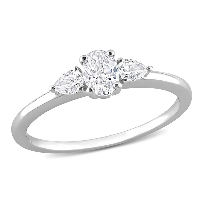 Miabella 1/2 Carat T.W. Diamond 14K White Gold 3-Stone Engagement Ring