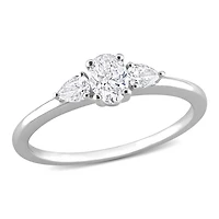 Miabella 1/2 Carat T.W. Diamond 14K White Gold 3-Stone Engagement Ring