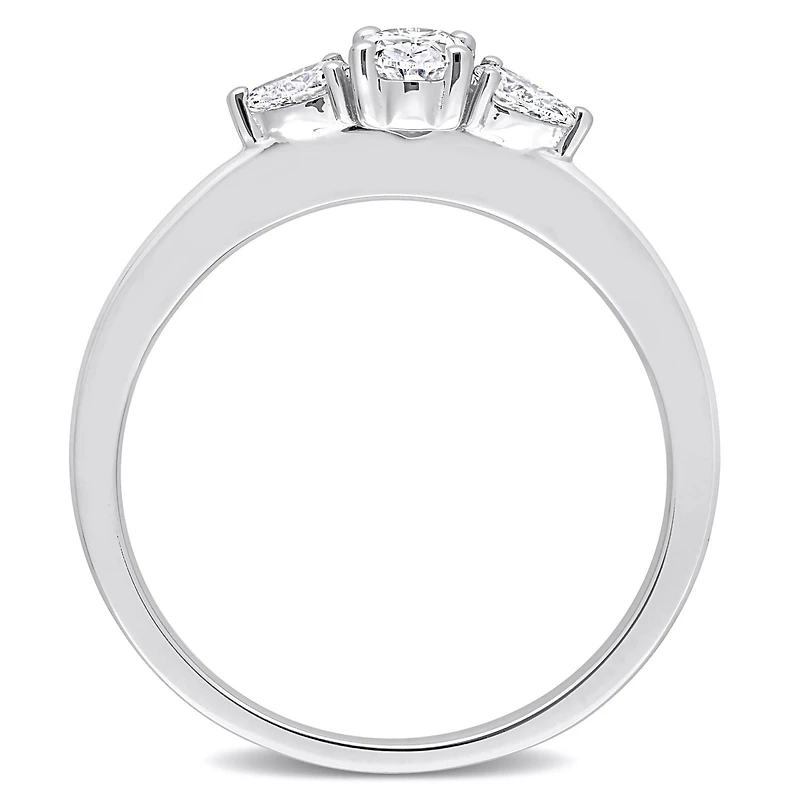 Miabella 1/2 Carat T.W. Diamond 14K White Gold 3-Stone Engagement Ring