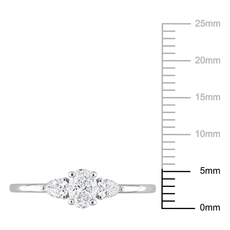 Miabella 1/2 Carat T.W. Diamond 14K White Gold 3-Stone Engagement Ring