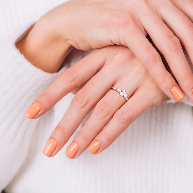 Miabella 1/2 Carat T.W. Diamond 14K White Gold 3-Stone Engagement Ring