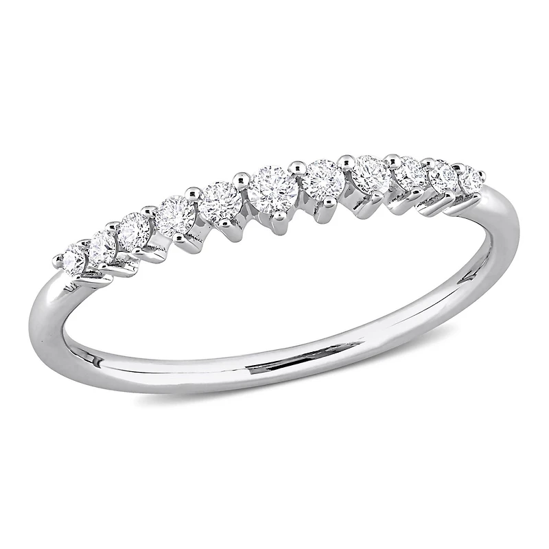 Miabella Bague semi-éternité graduée en or blanc 14K avec diamant de 1/5 carat P.T.