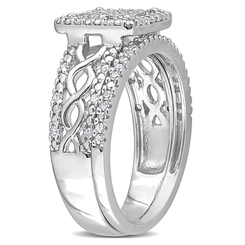 Miabella 1/3 Carat T.W. Diamond Sterling Silver Square Halo Infinity Bridal Ring Set