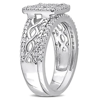 Miabella 1/3 Carat T.W. Diamond Sterling Silver Square Halo Infinity Bridal Ring Set