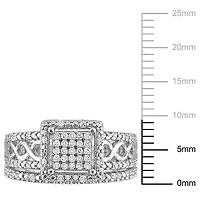 Miabella 1/3 Carat T.W. Diamond Sterling Silver Square Halo Infinity Bridal Ring Set