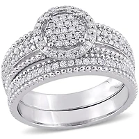 Miabella Ensemble de Bague mariage circulaire en argent sterling avec diamant de 1/3 carat P.T.