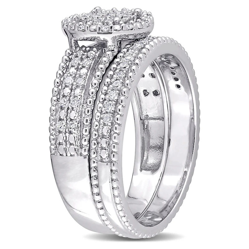 Miabella Ensemble de Bague mariage circulaire en argent sterling avec diamant de 1/3 carat P.T.