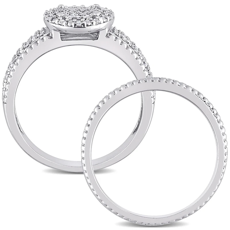 Miabella Ensemble de Bague mariage circulaire en argent sterling avec diamant de 1/3 carat P.T.