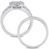 Miabella Ensemble de Bague mariage circulaire en argent sterling avec diamant de 1/3 carat P.T.