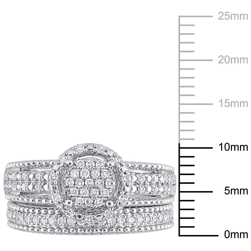 Miabella Ensemble de Bague mariage circulaire en argent sterling avec diamant de 1/3 carat P.T.