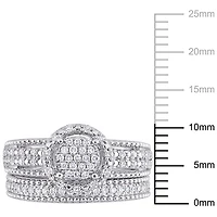 Miabella Ensemble de Bague mariage circulaire en argent sterling avec diamant de 1/3 carat P.T.
