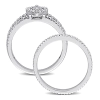 Miabella 1/3 Carat T.W. Diamond Sterling Silver Marquise Cluster Halo Bridal Ring Set