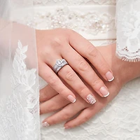 Miabella 1/3 Carat T.W. Diamond Sterling Silver Marquise Cluster Halo Bridal Ring Set