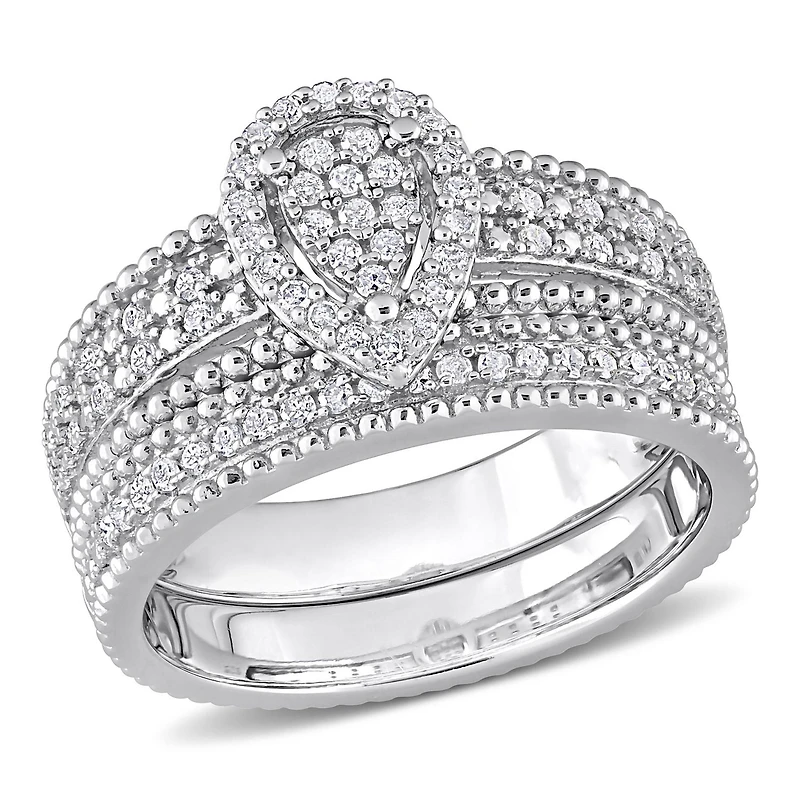 Miabella Ensemble de Bague mariage a grappe halo en argent sterling avec diamant de 1/3 carat P.T.