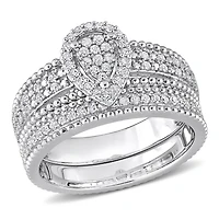 Miabella Ensemble de Bague mariage a grappe halo en argent sterling avec diamant de 1/3 carat P.T.