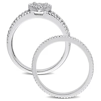 Miabella 1/3 Carat T.W. Diamond Sterling Silver Teardrop Cluster Halo Bridal Ring Set