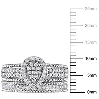 Miabella 1/3 Carat T.W. Diamond Sterling Silver Teardrop Cluster Halo Bridal Ring Set