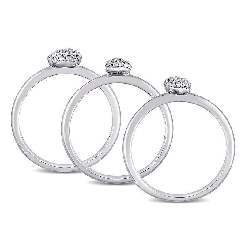 Miabella 1/6 Carat T.W. Diamond Sterling Silver Stacking 3-Piece Ring Set