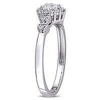 Miabella 3/8 Carat T.G.W. Created White Sapphire and Diamond-Accent Sterling Silver Heart Promise Ring