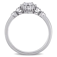 Miabella 3/8 Carat T.G.W. Created White Sapphire and Diamond-Accent Sterling Silver Heart Promise Ring
