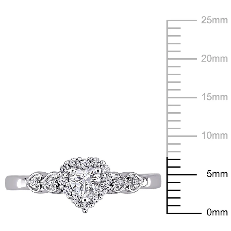 Miabella 3/8 Carat T.G.W. Created White Sapphire and Diamond-Accent Sterling Silver Heart Promise Ring