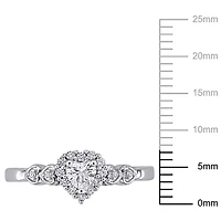 Miabella 3/8 Carat T.G.W. Created White Sapphire and Diamond-Accent Sterling Silver Heart Promise Ring