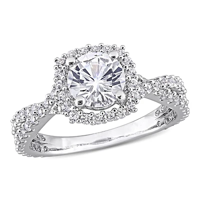 Miabella Bague de fiançailles en argent sterling avec saphir blanc créé de 2-1/8 carats P.P.T