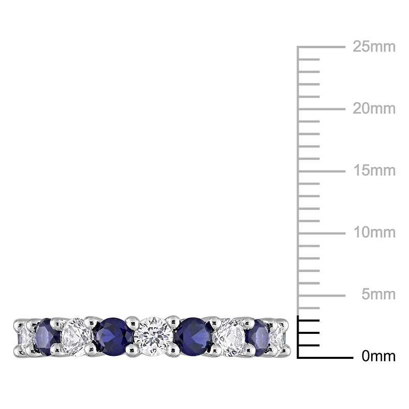 Miabella Bague d'anniversaire de mariage en argent sterling avec saphir bleu et blanc créé de 3-1/2 carats P.P.T