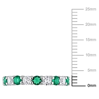 Miabella Bague d'anniversaire en argent sterling avec émeraude et saphir blanc créés de 3-1/5 carats P.P.T