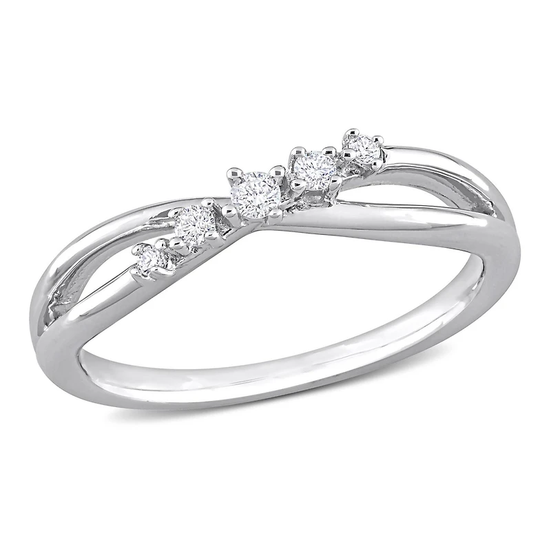 Miabella Bague de promesse croisée en argent sterling avec diamant 1/10 carat P.T.