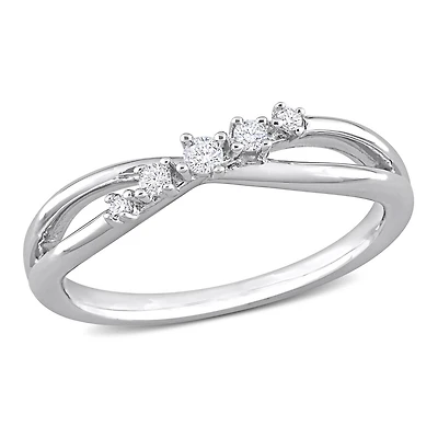 Miabella Bague de promesse croisée en argent sterling avec diamant 1/10 carat P.T.