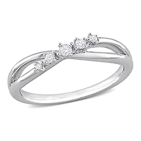 Miabella Bague de promesse croisée en argent sterling avec diamant 1/10 carat P.T.
