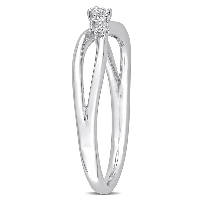 Miabella Bague de promesse croisée en argent sterling avec diamant 1/10 carat P.T.