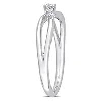 Miabella Bague de promesse croisée en argent sterling avec diamant 1/10 carat P.T.