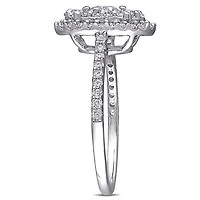 Miabella Bague de fiançailles à grappe ovale en or blanc 10k avec diamant de 1 carat P.T.