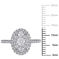 Miabella Bague de fiançailles à grappe ovale en or blanc 10k avec diamant de 1 carat P.T.