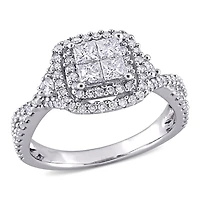 Miabella 1 Carat T.W. Diamond 10k White Gold Halo Engagement Ring