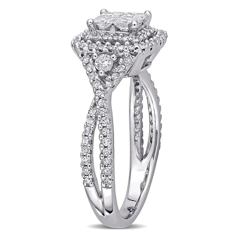 Miabella 1 Carat T.W. Diamond 10k White Gold Halo Engagement Ring