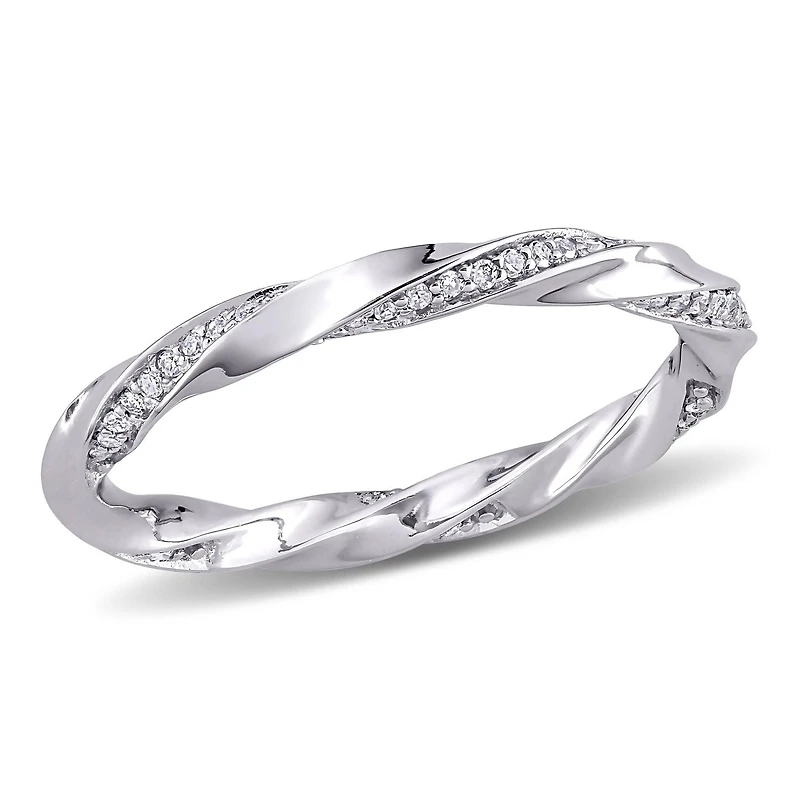 Miabella Bague d'anniversaire torsadé en or blanc 10k avec diamant de 1/4 carat P.T.