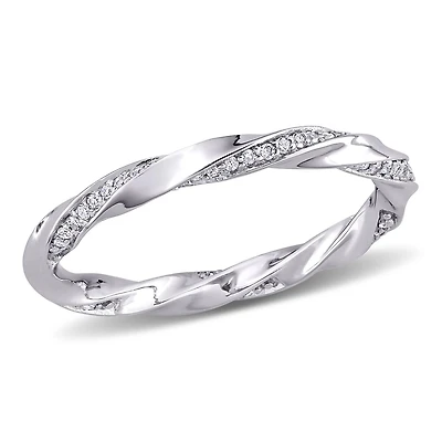 Miabella Bague d'anniversaire torsadé en or blanc 10k avec diamant de 1/4 carat P.T.