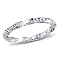 Miabella Bague d'anniversaire torsadé en or blanc 10k avec diamant de 1/4 carat P.T.