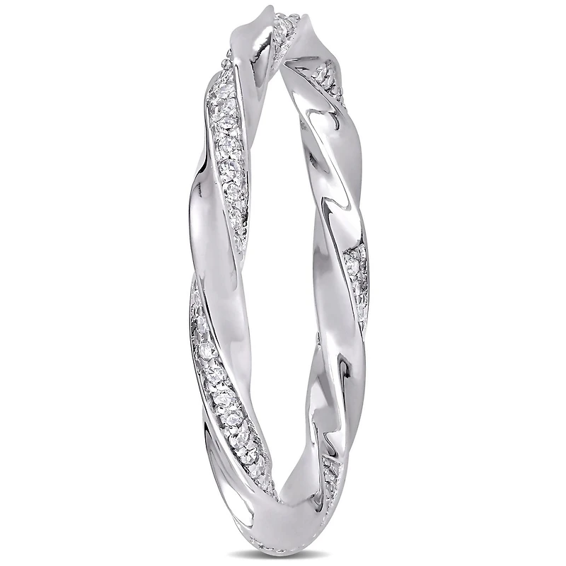 Miabella Bague d'anniversaire torsadé en or blanc 10k avec diamant de 1/4 carat P.T.