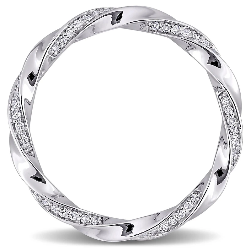 Miabella Bague d'anniversaire torsadé en or blanc 10k avec diamant de 1/4 carat P.T.