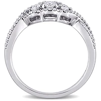 Miabella Bague de fiançailles à trois pierres en or blanc 10K avec diamant 1/2 carat P.T.