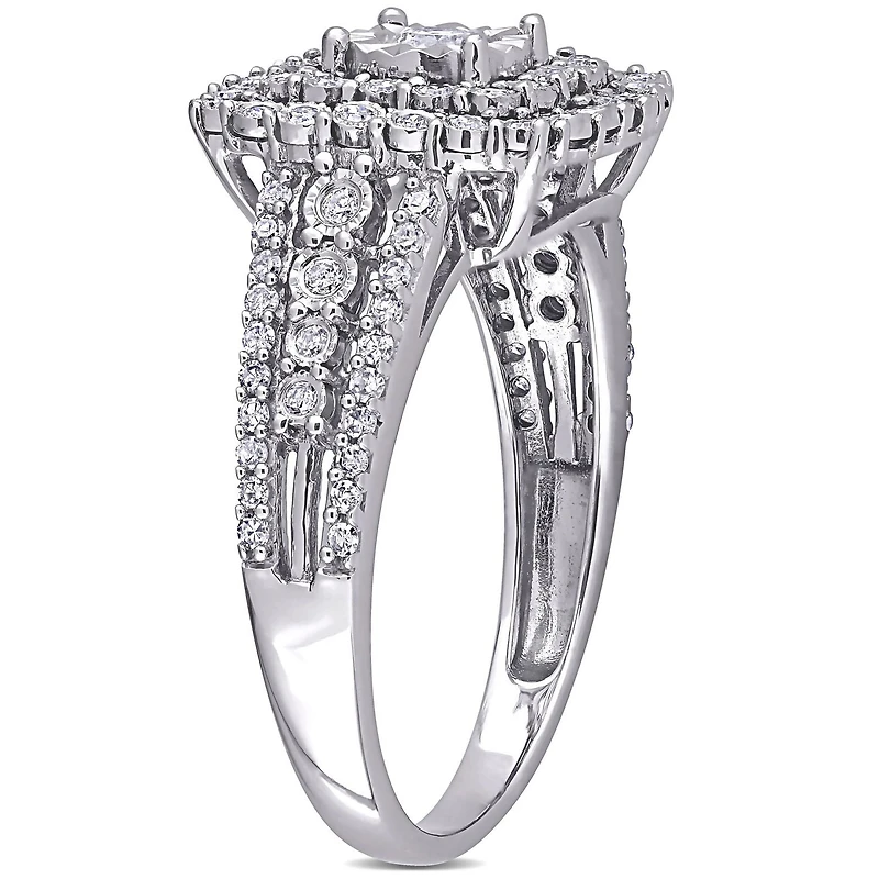 Miabella 1/2 Carat T.W. Diamond 10K White Gold Double Halo Engagement Ring