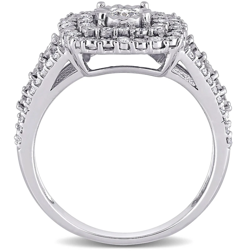 Miabella 1/2 Carat T.W. Diamond 10K White Gold Double Halo Engagement Ring